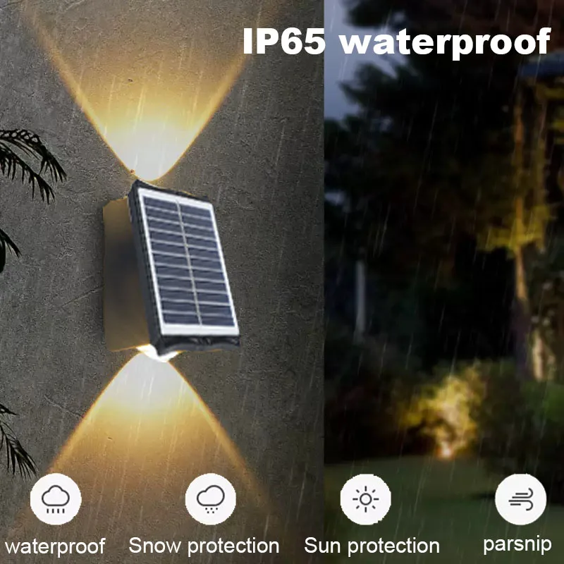 Solar Waterproof Wall Washer Courtyard Fence Homestay LED Wall Lamp Outdoor Villa Garden Decoration Automatic Sensing Spotlight
