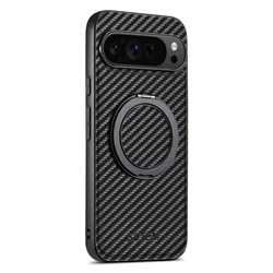 Carbon Fiber Phone Case with Magnetic Compatibility and Built - in Kickstand - Pixel 6 Pro (Black)