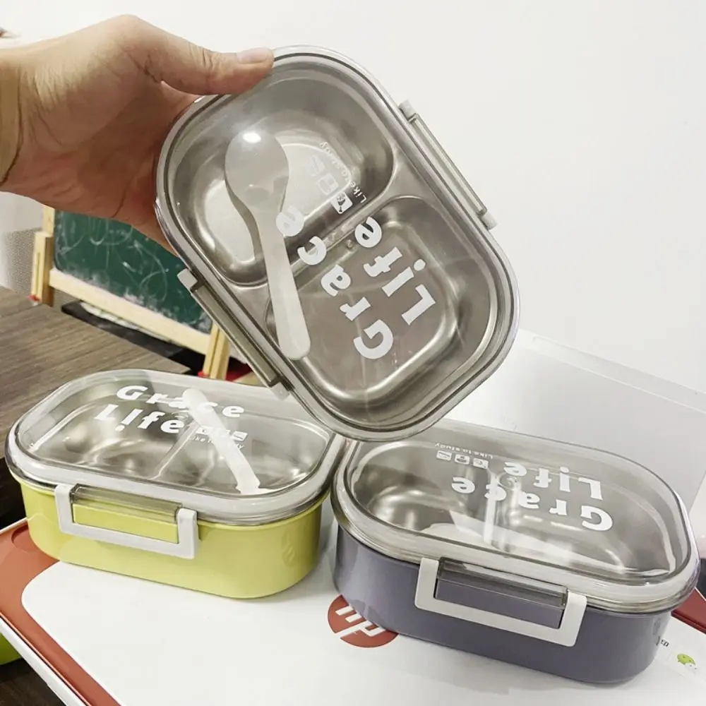 

Ланч-бокс из нержавеющей стали Bento, герметичный термоизоляционный контейнер для хранения еды с чашей для супа, пищевой контейнер с 2 ячейками, 1 шт.