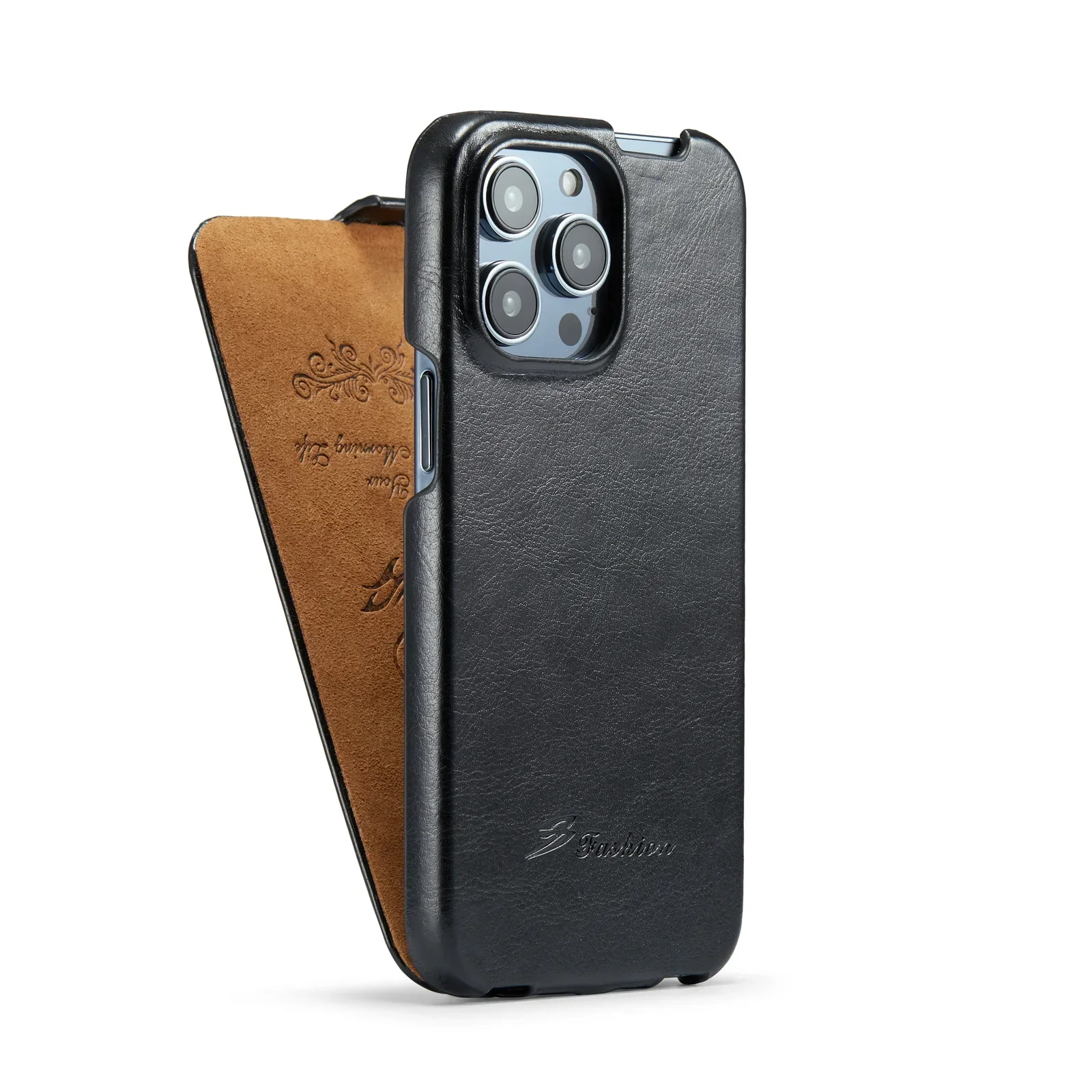 Premium Vertical Flip Genuine Leather Case with Hard PC Back Cover