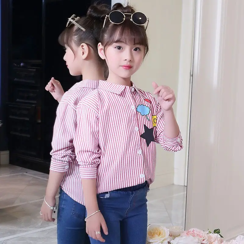 Spring Girls Shirts For Students Uniform Long Sleeve Cotton Blouse Teenagers School Clothes 4 6 8 10 12 Years kids shirts