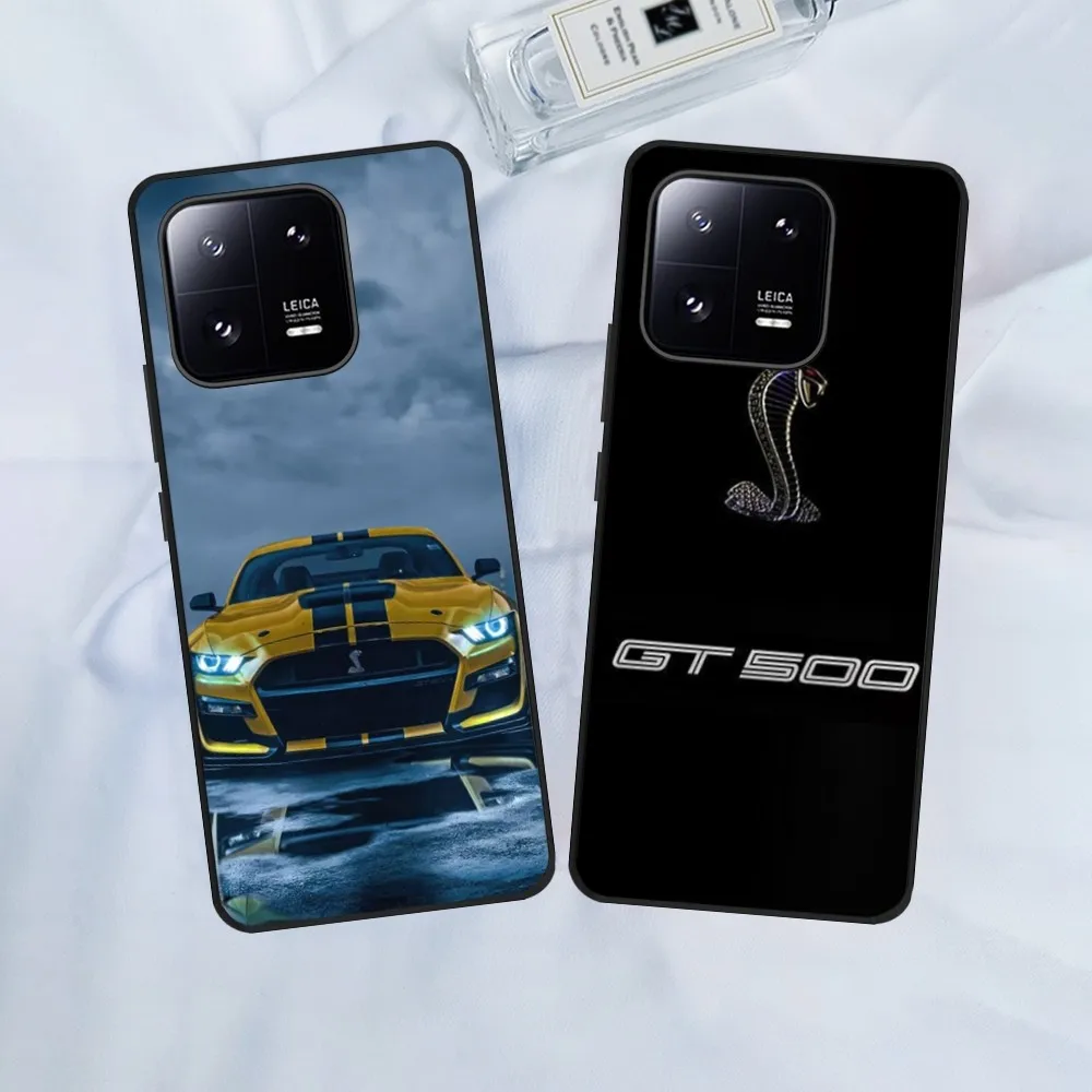 Car Mustang Gt500  Phone Case For Xiaomi 13 12 11 Redmi Note12 Poco F5 F4 Series Soft Black Phone Cover