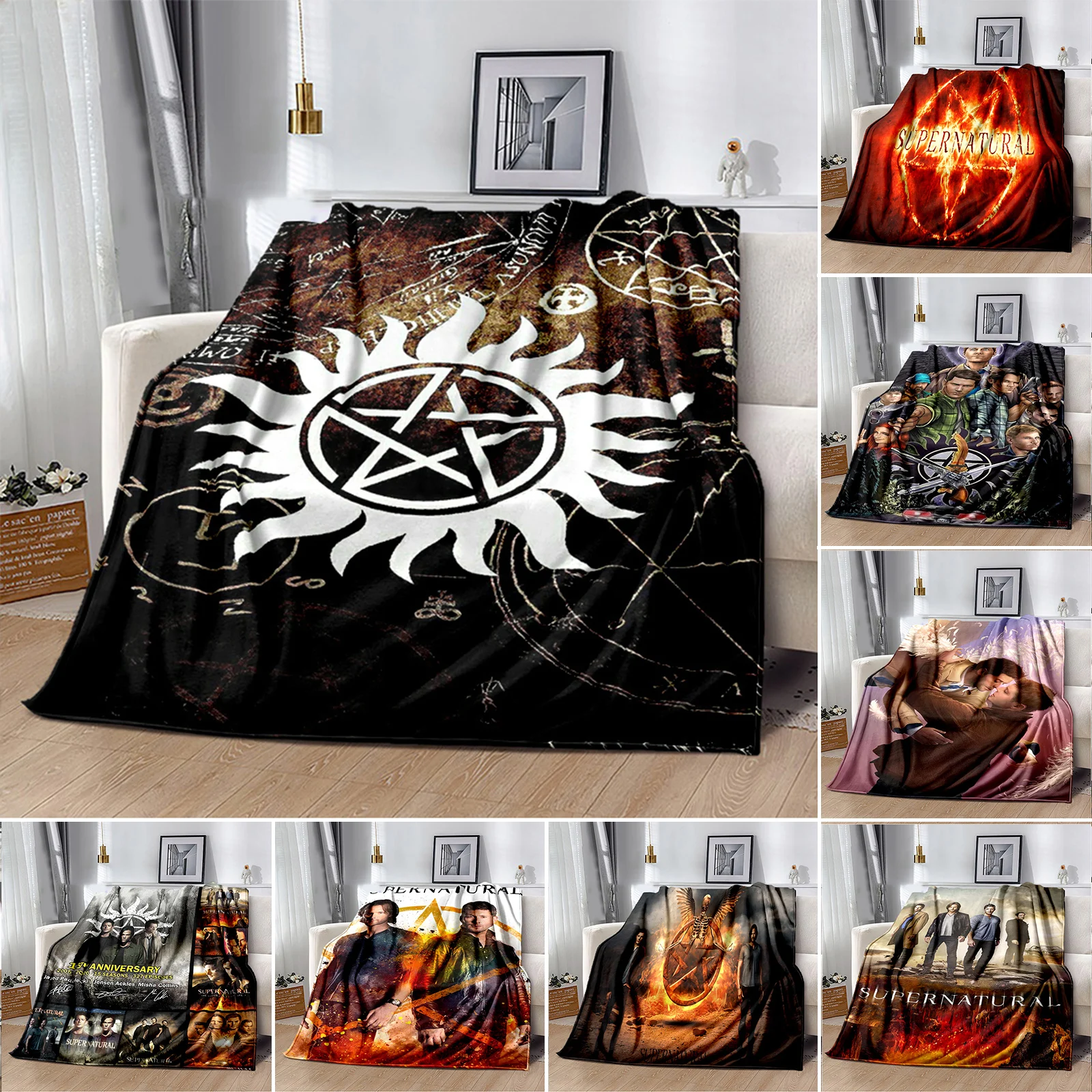 

3D Print supernatural Blanket Soft Sofa Cover Throw Blanket Fleece Tapestry Lightweight Warm Bed Blankets for Bedroom Couch