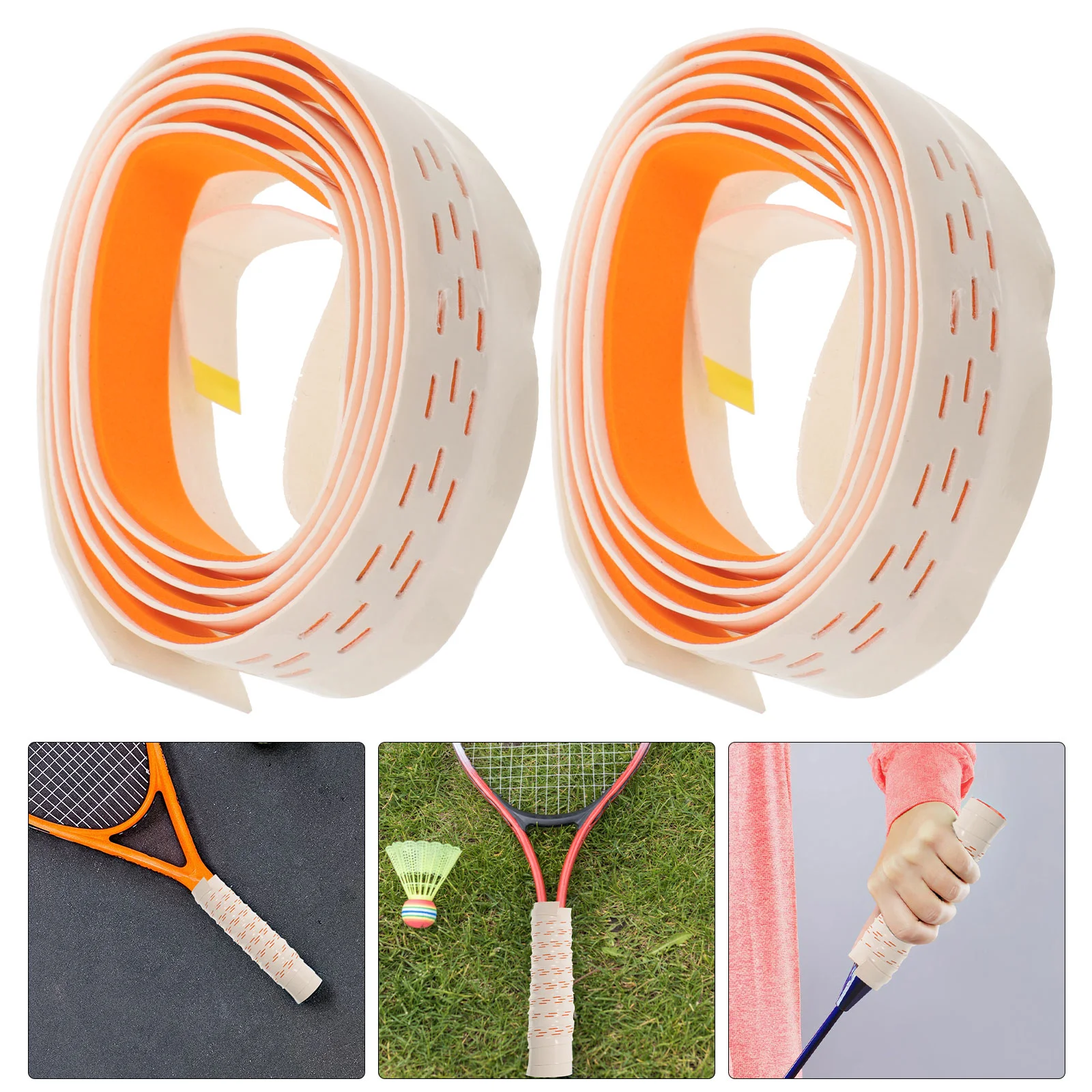 

2 Pcs Badminton Racket Glue Tennis Grips Jump Rope Sweat-absorbing Tapes Anti-skid Overgrip Strap