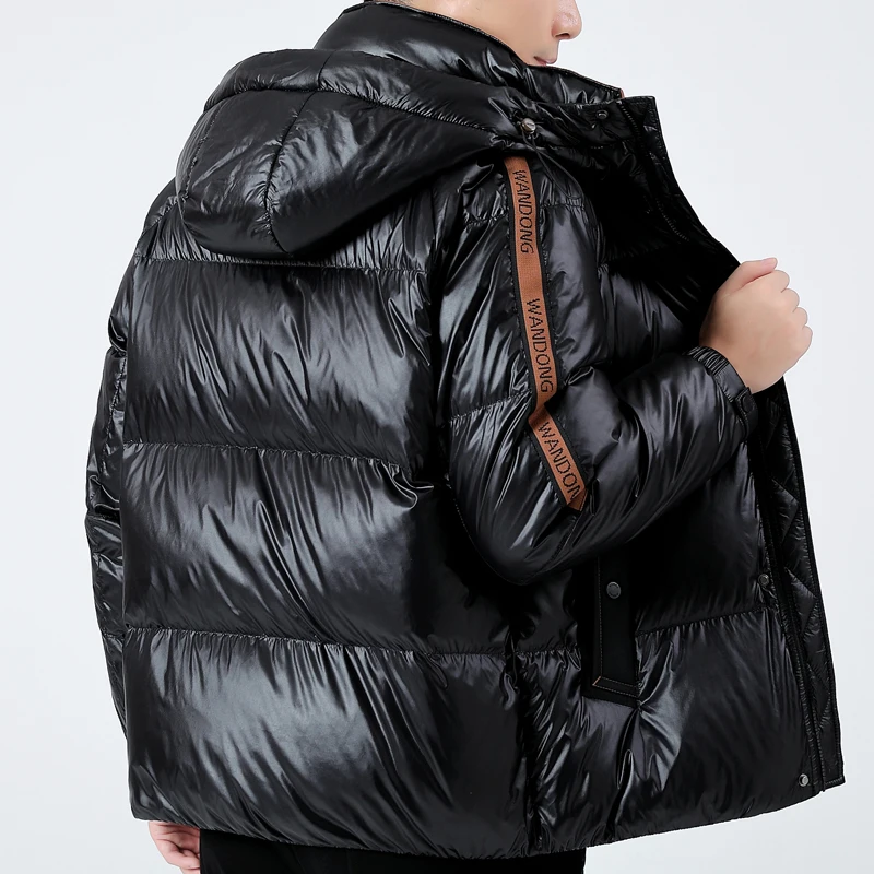 Ture 90% Goose Down Jacket High End Mens Luxury Brand Hooded Feather Goose Coat Male Thicken Thermal Black Puffer Jacket