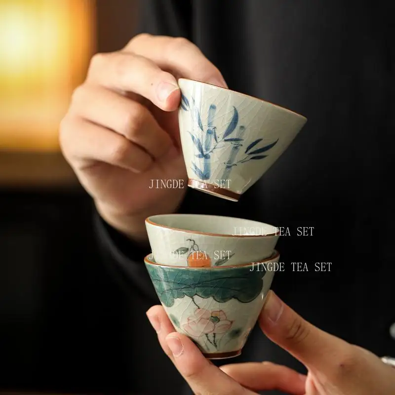 Ceramic hand-painted tea cup Kung Fu Tea Cup Gift Box Set Small teacup underglaze colour High end gift giving drinking utensils