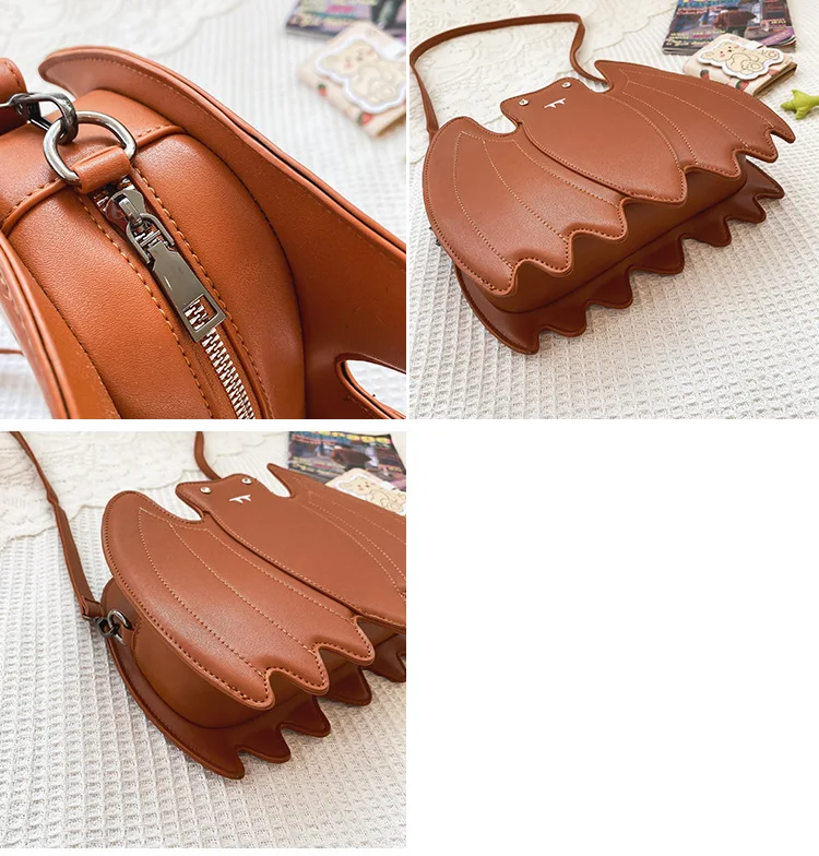 Foreign trade new European and American fashion dark punk style creative spoof funny bat animal pu crossbody bag