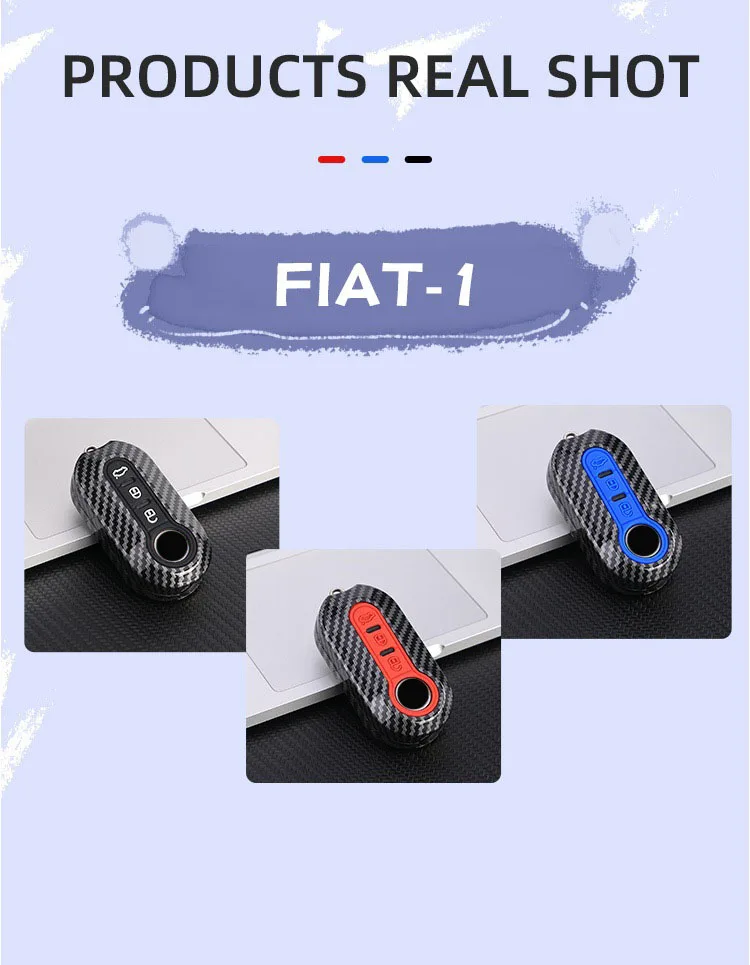 Car Key Cover Case Fit For Fiat 500 Panda Punto Flip Folding Remote Key 3 Buttons Carbon Fiber Pattern High-quality Abs - - Racext™️ - - Racext 21