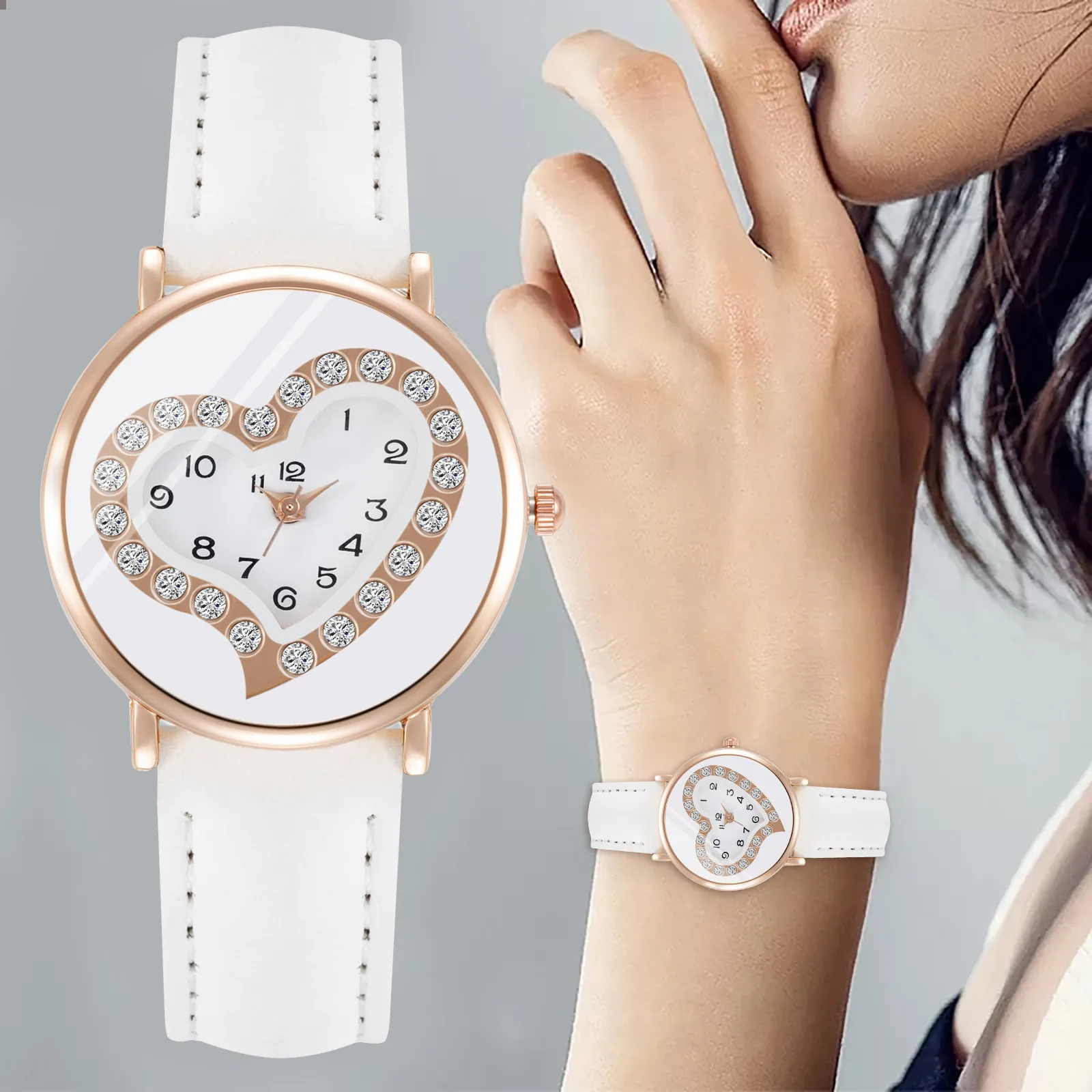 

Women Watches New 2023 Women's Casual Quartz Leather Band Watch Heart-Shaped Analog Wrist Watch Gift Montre Femme