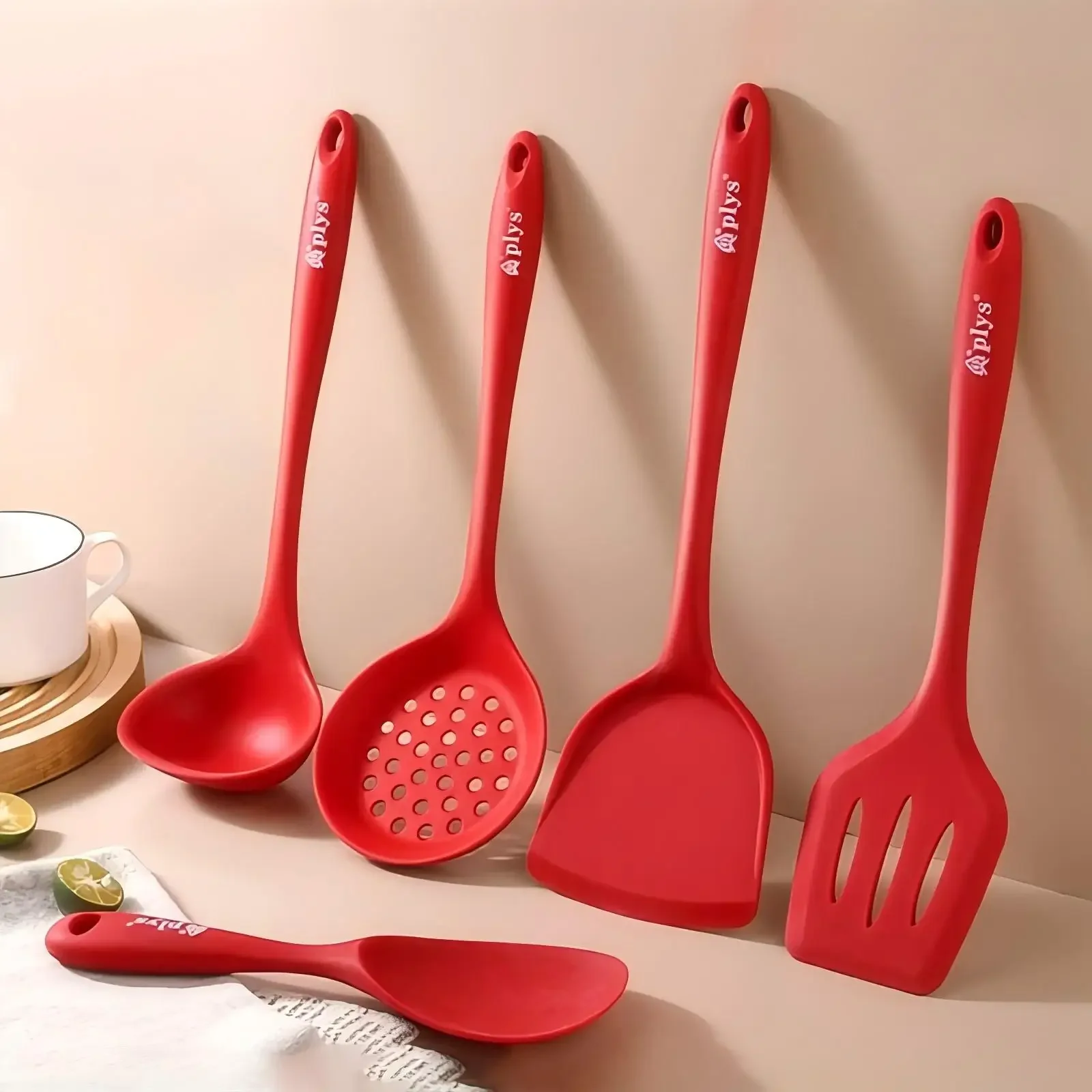 Description Picture 3 of item5pcs Set of Multi-color Silicone Cookware Set Heat Resistant Non-stick pan, spatula and spoon Cooking Utensils