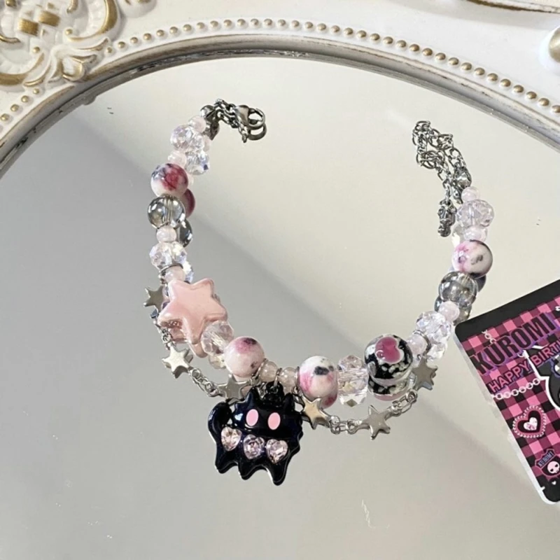 288785-51216d.jpg S08170f434f494bbabae3dec6aef52670N New Cute Cartoon Black Cat Heart Beads Bracelet for Women Sweet Cool Rhinestone Stars Trendy Korean Fashion Jewelry Gifts Mallzona