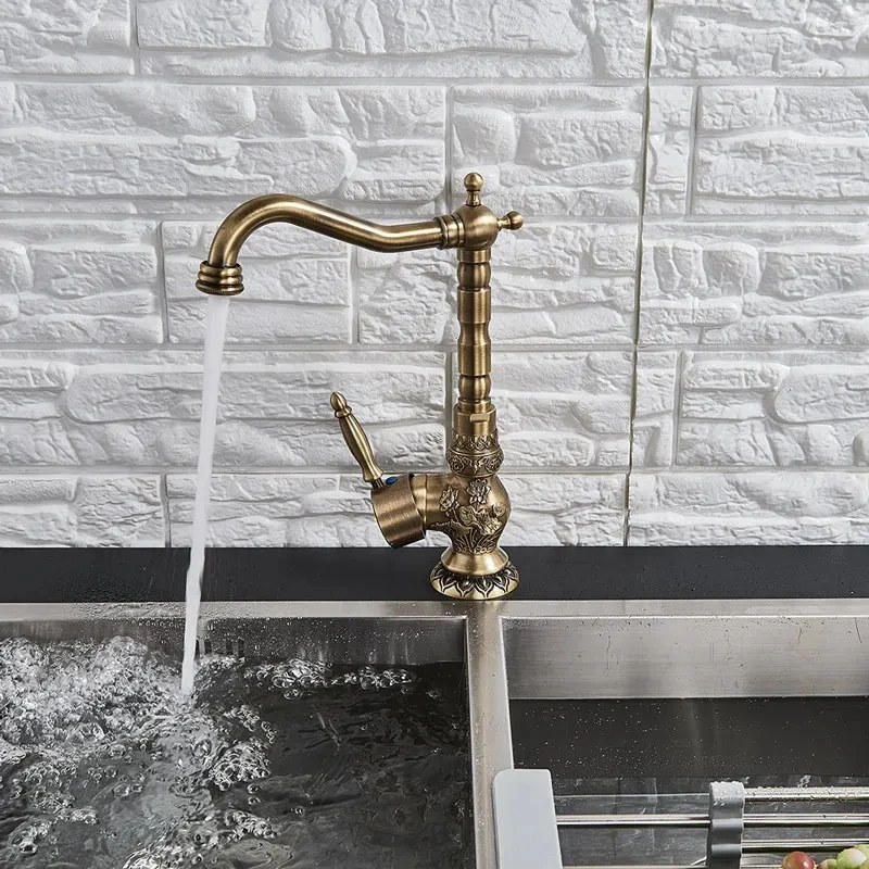 Antique Brass or ORB Basin Sink Faucet Hot Cold Mixer Crane Tap Single Handle Deck Mount Bathroom Brass Rotation Faucets basin faucet,bathroom faucet