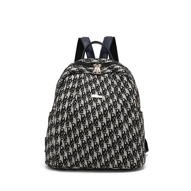 thumbnail image 1 of Mochila de estilo preppy con letras de la marca FOXER para mujer, de gran capacidad, con cremallera antirrobo, de tela, para la escuela, bolsos de viaje de moda para mujer, 1 of 5