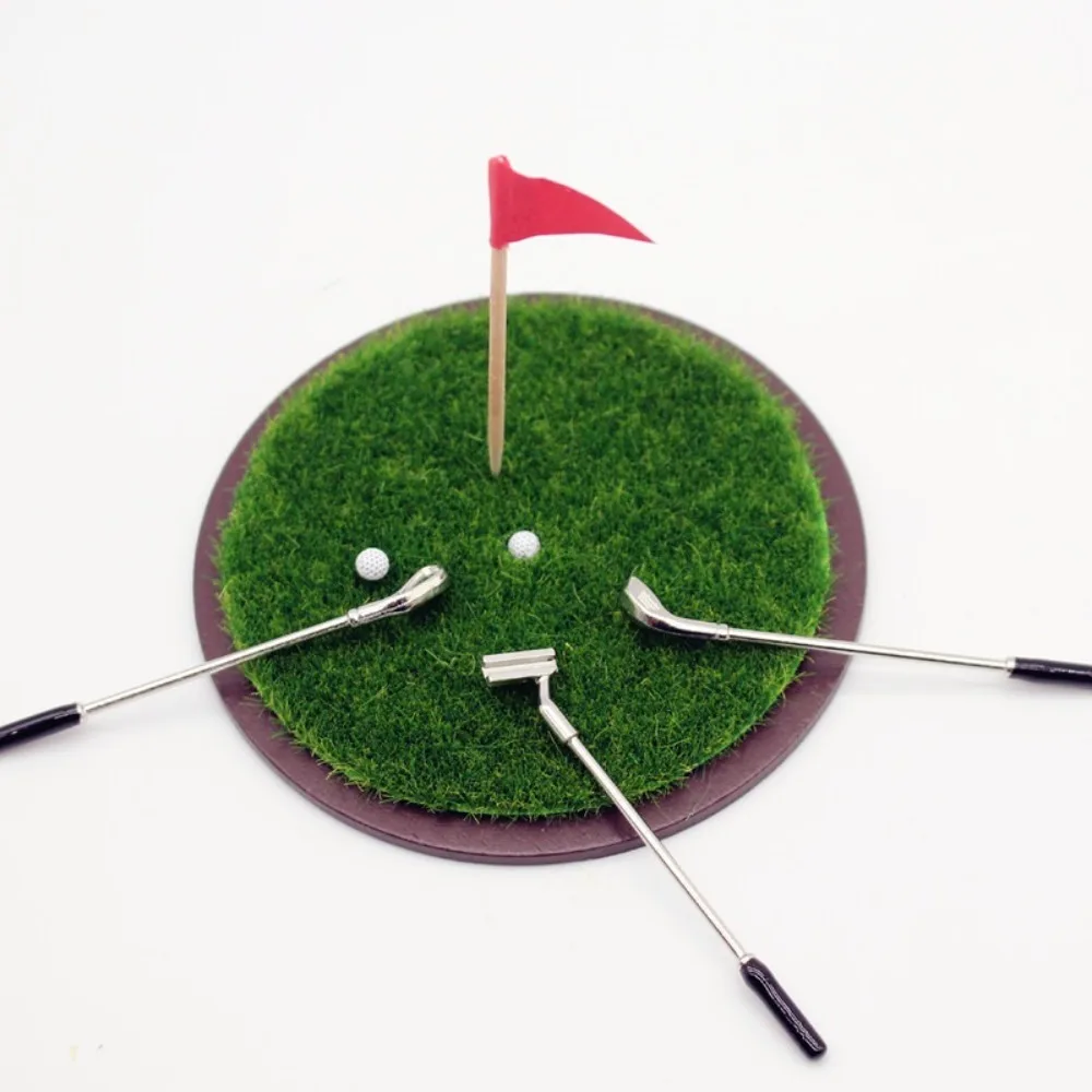 7pcs Miniature Simulated Golf Club Set Decorative House Props Life Scene Toy Scene Model Doll Accessories Dollhouse