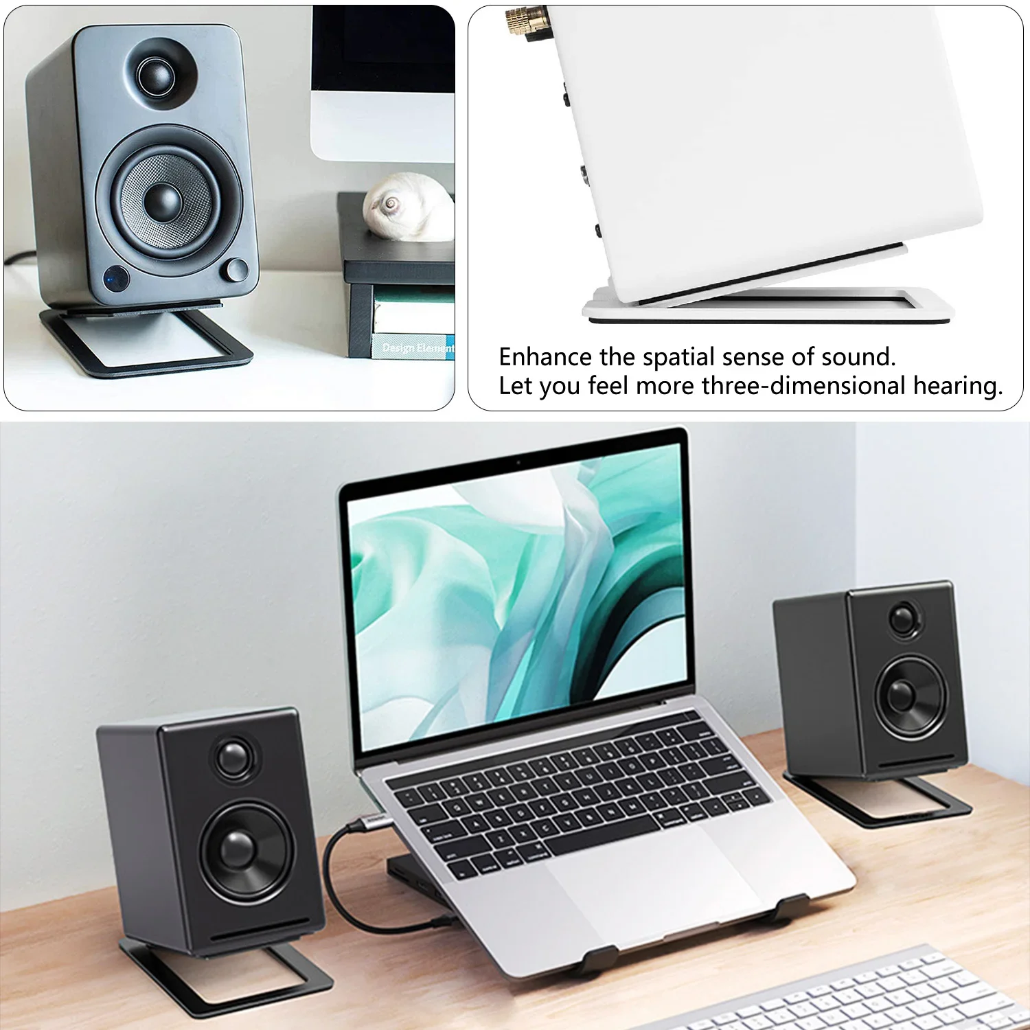 Mini Style 2 Pcs Metal Speaker Bracket Improves Spatial Sound Quality Ideal for Tabletop Audio Support Computer Speakers Stand