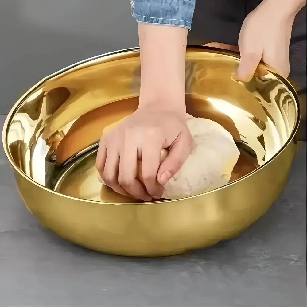 Large Stainless Steel Mixing Bowl Dough Salad Veggie Prep Easy Clean Kitchen Essential