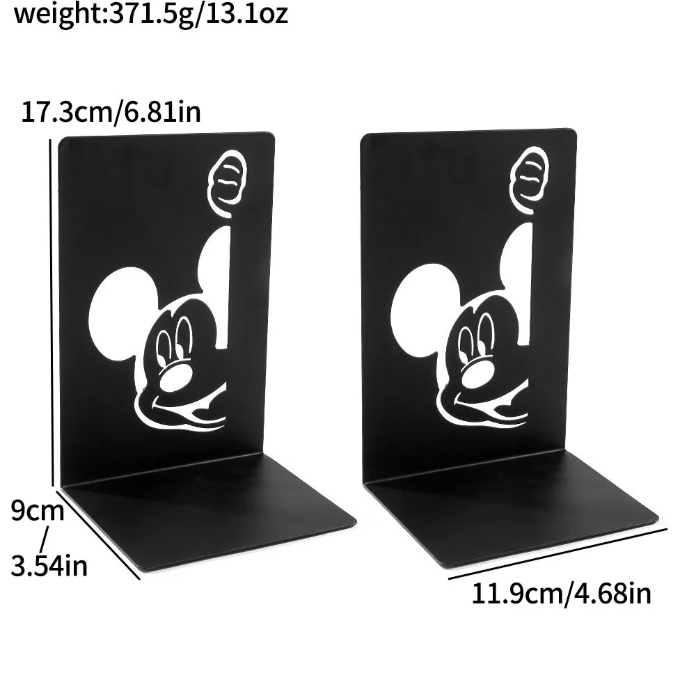 2PCute and playful Mickey bookend, metal material, Disney fans' desktop storage book end decoration bookends office supplies 6
