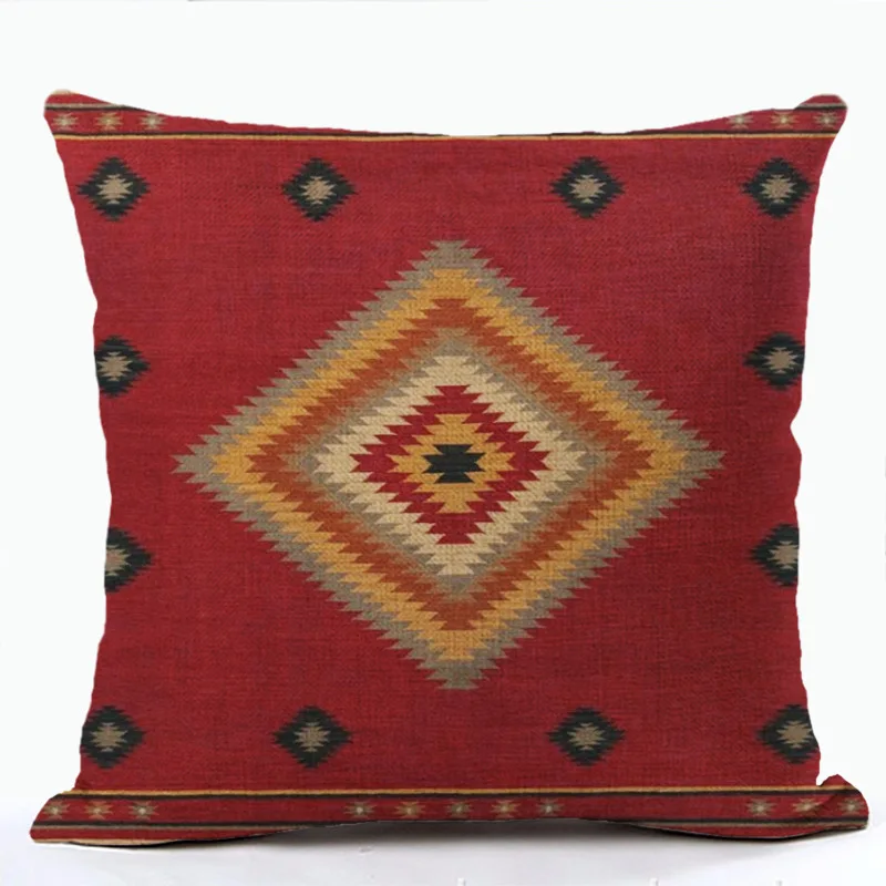 

Bohemian Patterns Linen Cushion Case Multicolors Abstract Ethnic Geometry Print Decorative Pillows Case Sofa Car Pillowcase