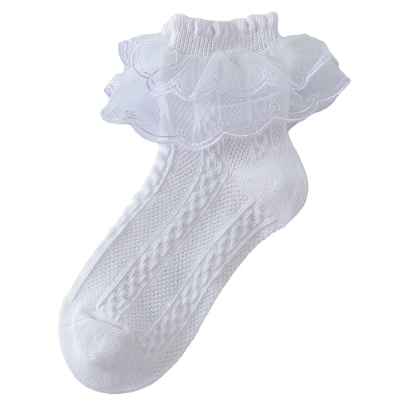 Cotton Socks Children Socks 1 pair Summer Girls Socks Baby Kids Ruffle Sock Cute Children Frilly White Black Lace Kids Cotton Socks For 1-10Years