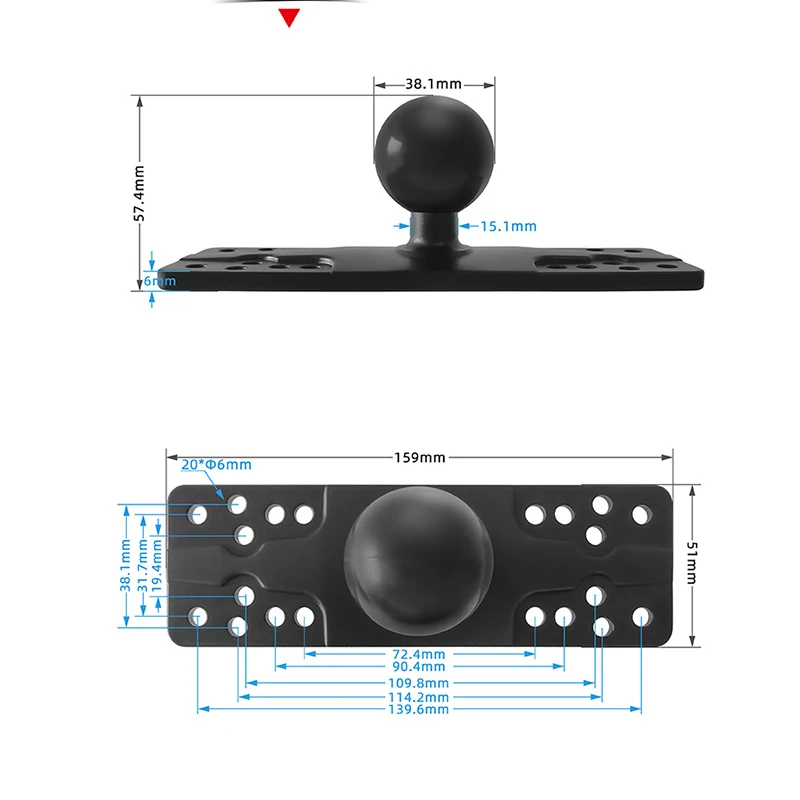 1.5인치(38mm) 볼 마운트가 있는 해양 전자 장비용 램 마운트, 어군탐지기 모니터 지원, Garmin Lowrance C 사이즈 소켓 호환