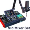 Tenlamp Audio Interface Mixer Sound board,G10 Boom Arm Professional Voice Changer,Podcast Equipment Bundle with 3.5mm Microphone and Live Sound Card For KOL Singing Gaming DJ Mixing Station Controller Equipment Studio Professional Recording Music Mixer 1