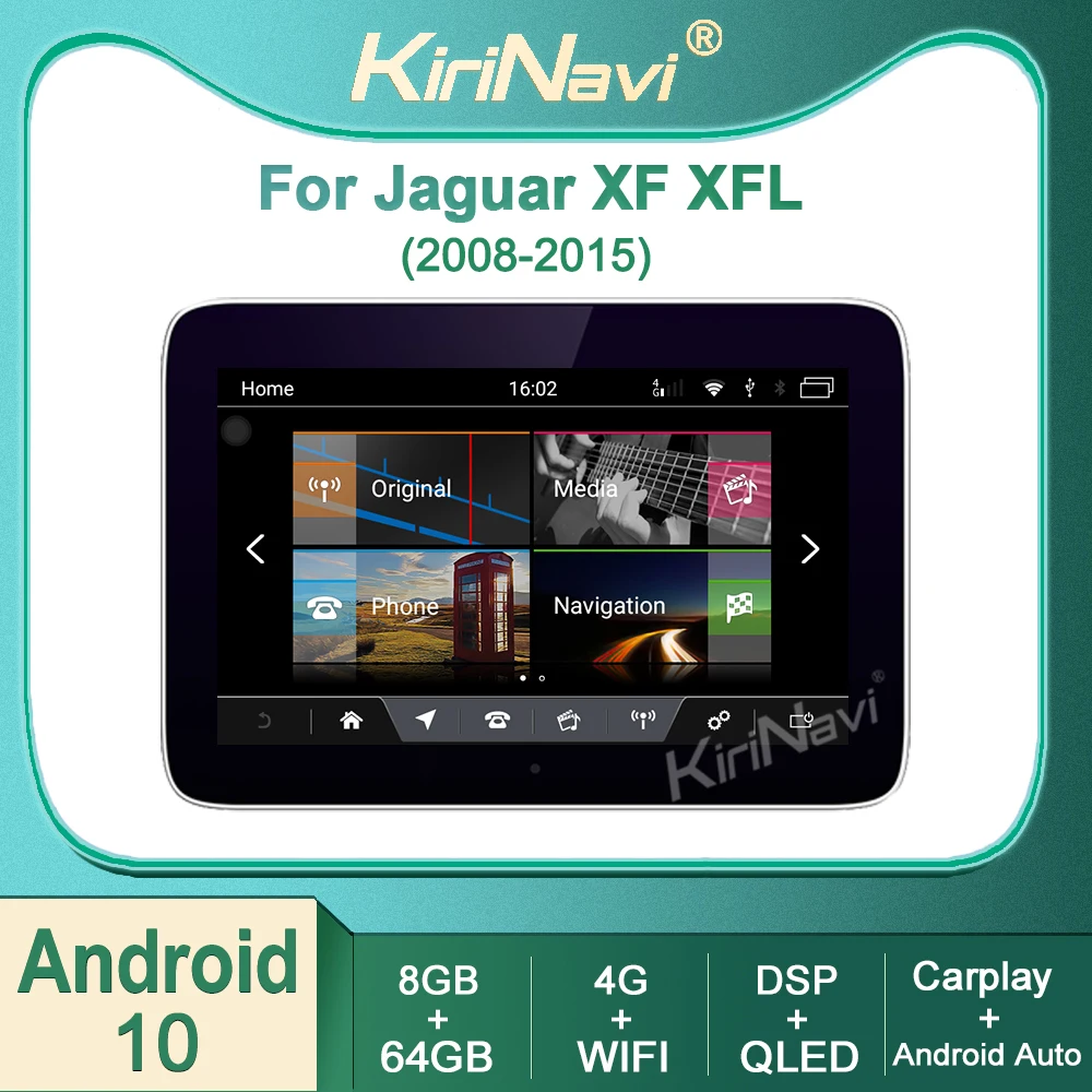 Kirinavi para jaguar xf xfl 2008 2015 android 10 rádio do carro dvd