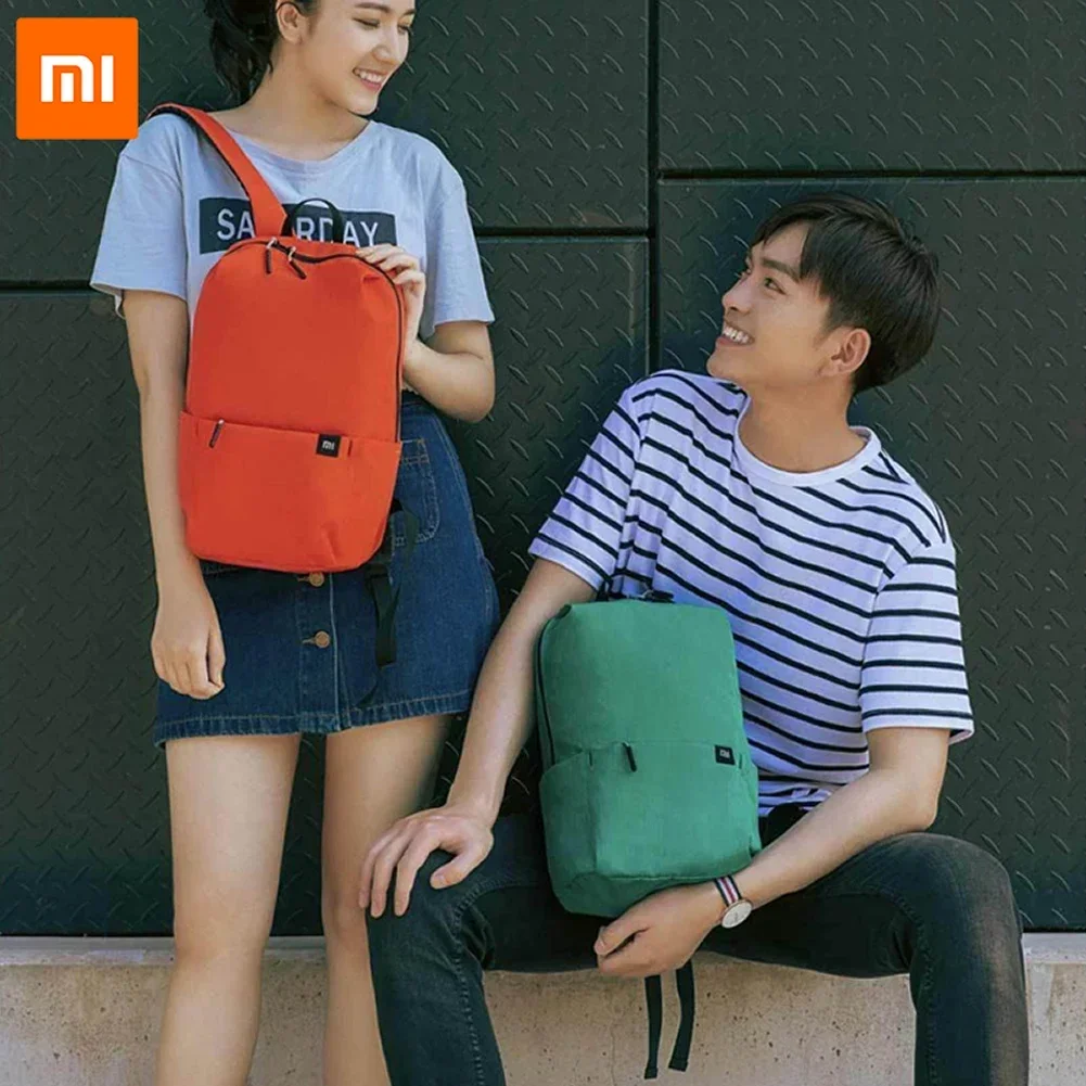 תיק גב קטן של Xiaomi Mi המקורי לנסיעות בעיר ולספורט, עמיד למים בנפח 10 ליטרים, תיק חכם בשילוב מרובה צבעים