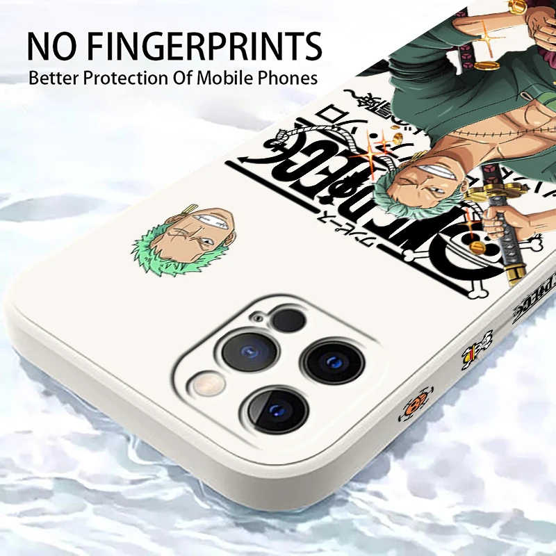 One P-Piece L-Luffy Cool Liquid Left Rope For Apple iPhone 15 14 13 12 11 XS XR X 8 7 SE Pro Max Plus Mini Funda Phone Case