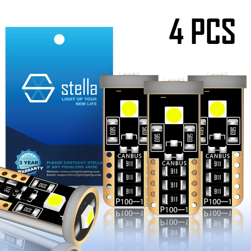 

STELLA 4pcs canbus LED T10 w5w green,purple,pink,white,red,amber,blue,crystal blue clearance light/reading lamp/door light/DRL