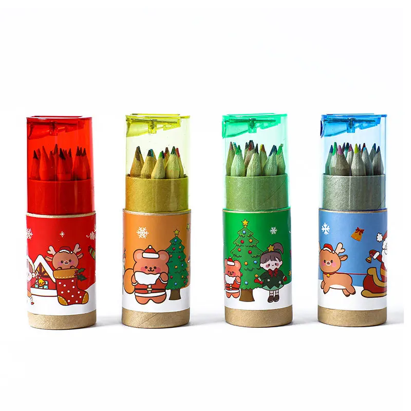 12 color Bucket Christmas Colored Pencil Set Cartoon Cute - Temu Australia