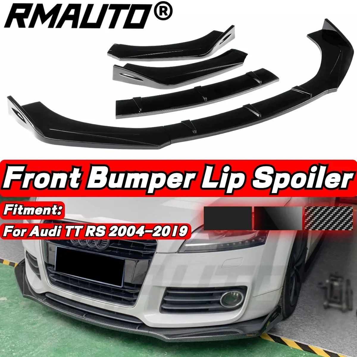 

RMAUTO Carbon Fiber Car Front Bumper Splitter Lip Spoiler Diffuser Protector Exterior Parts For Audi TT RS 2004-2019 Body Kit