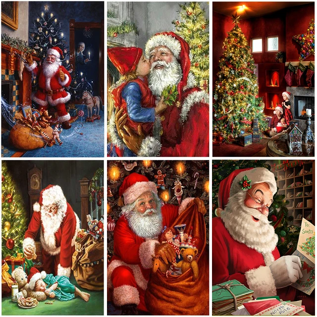 5d Diamond Painting Santa Claus  Santa Christmas Diamond Mosaic - New 5d  Diamond - Aliexpress