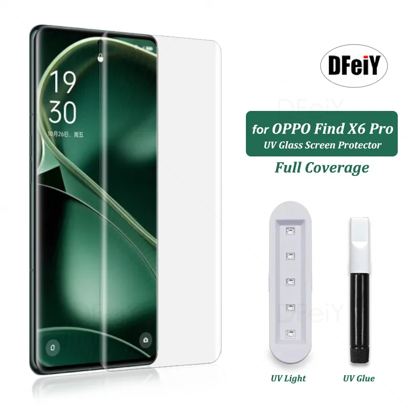 

DFeiY UV Glass for OPPO Find X6 Pro Full Coverage UV Screen Protector for oppo find x6 pro Tempered Glass Film