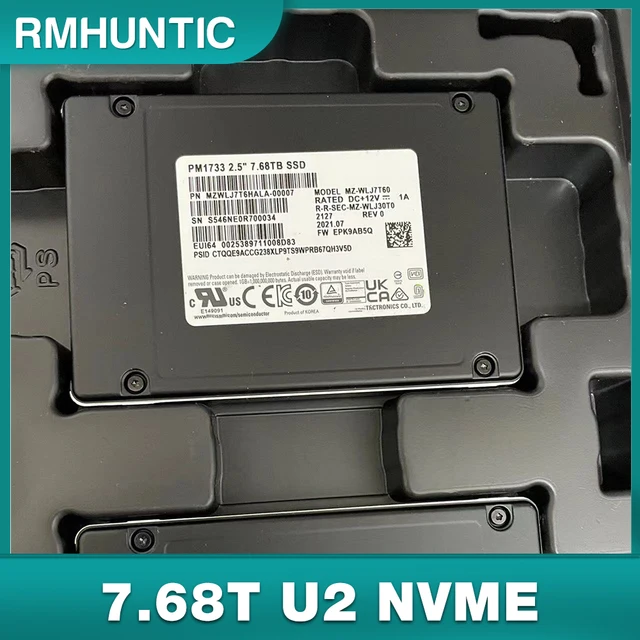 Твердотельный накопитель PM1733 для Samsung New Enterprise Server MZWLJ7T6HALA-00007 7,68 T U2 NVME PCIE X4.0 SSD 1