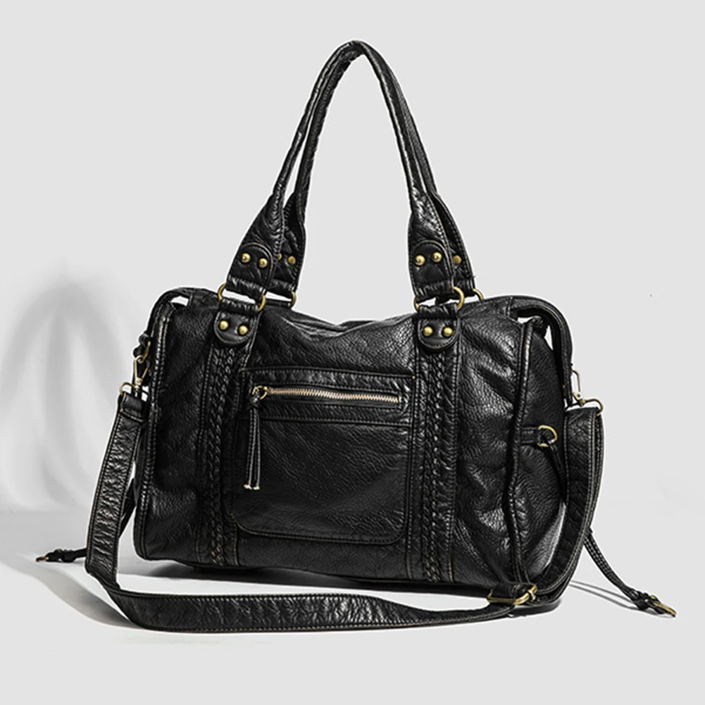 Retro Handbags Women Tote Bag Y2K PU Leather Shoulder Bag Large Crossbody Bags Female Travel Bag Casual Portable Shopper Bag