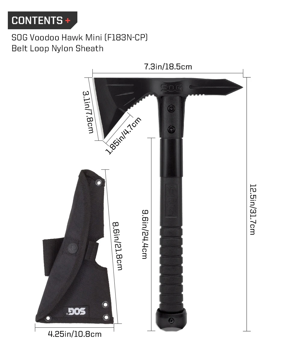 Description Picture 5 of itemSOG Voodoo Hawk Mini Hatchet Survival Sports and Outdoor Camping Axes Jungle Hunting Cutting Firewood Axe with sheath Hand Tools