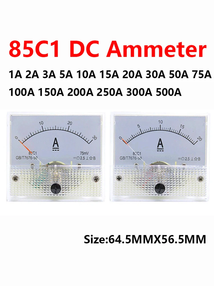 85C1 DC Analog Panel Voltmeter Amperemeter Amp Volt Meter Gauge 1A 5A 10A 20A 30A 50A 75A 100A 150A 200A 250A 300A 400A 500A – Detail 16