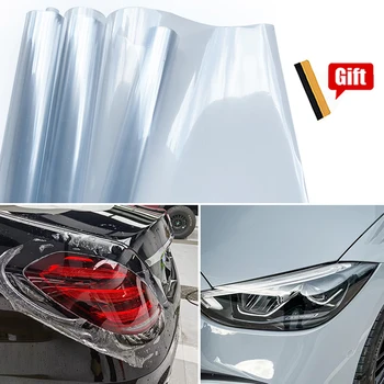 Pellicola Trasparente per Fari Auto 30*200cm, Pellicola Vinilica per Fanali Anteriori e Posteriori, Adesivo Protettivo per Accessori Auto