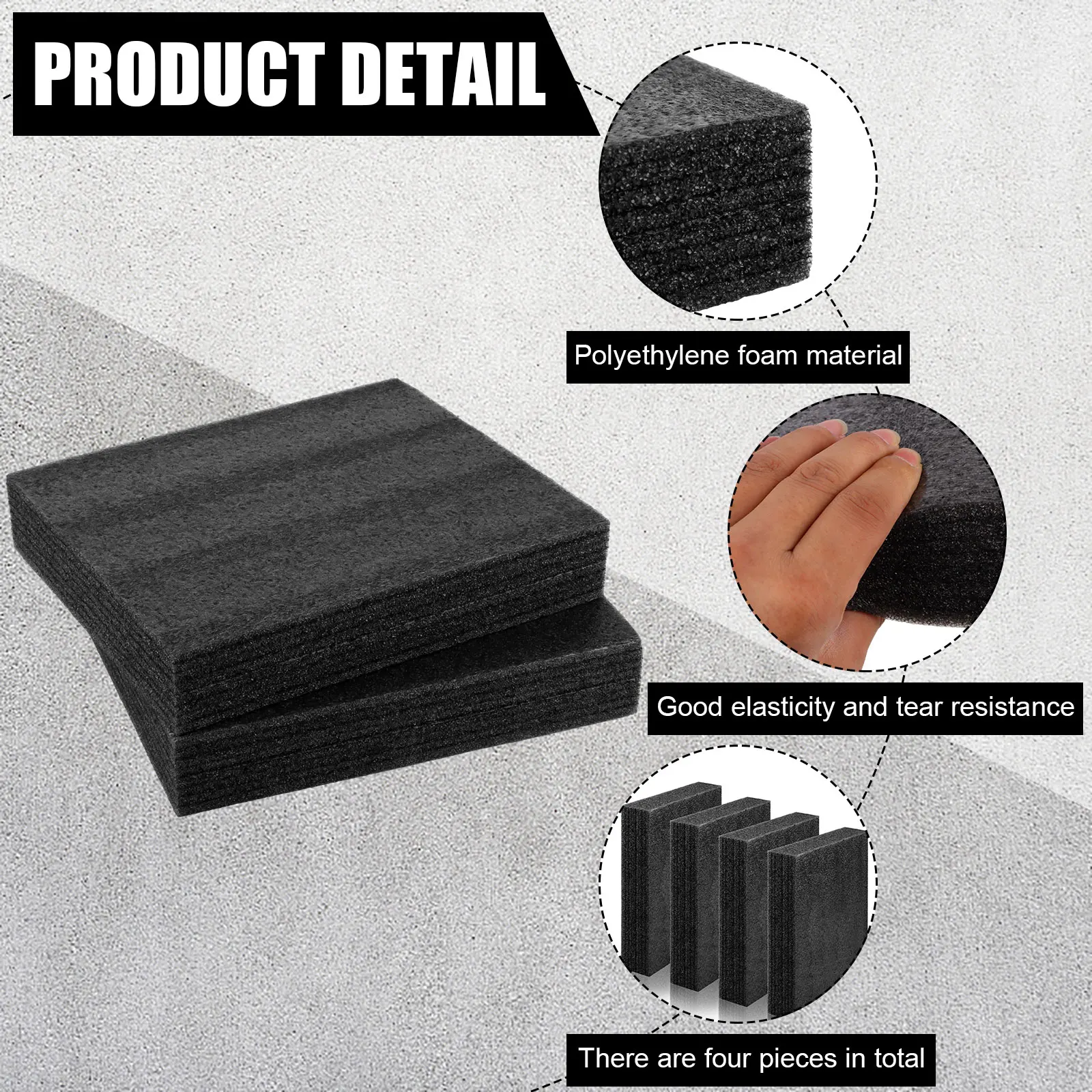4 Pcs Polyethylene Foam Sheet 2 Inch Thick Black Customizable Foam Insert Cuttable Packing Foam Padding For Shipping Crafts Tool