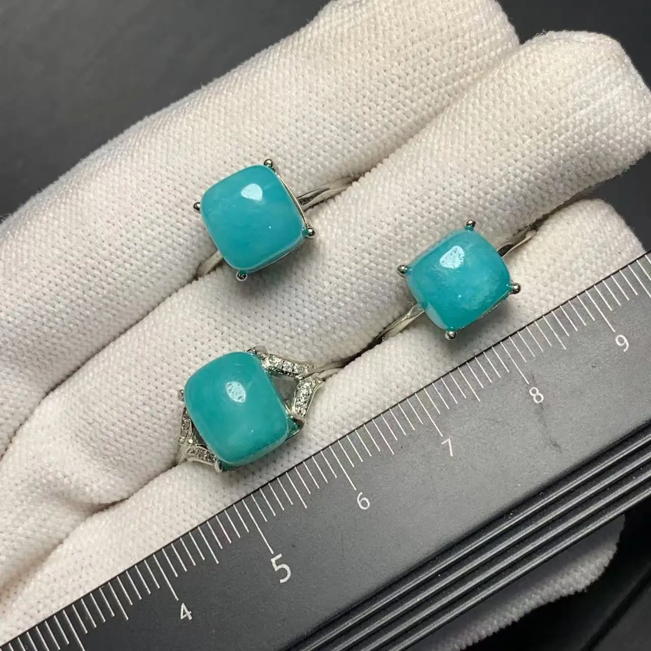 Natural Amazonite Ring Adjustable Female Ring Jewelry for Women Gift Wholesale High Quality Vintage Fine