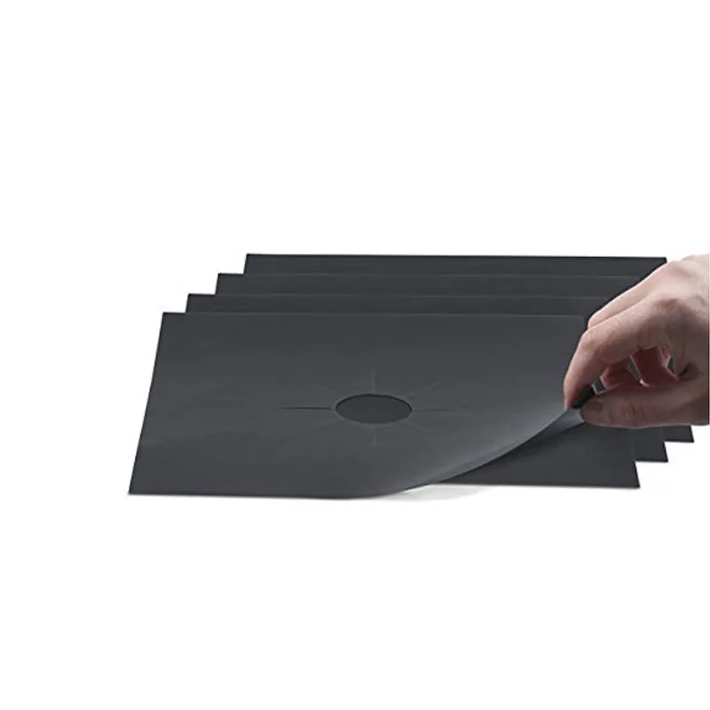 /8pcs schwarz Gasherd Schutz kissen Küche Anti-Schmutz-Antihaft-Pad wieder verwendbare Ofen oberfläche Kratz schutz Reinigungs pad – Detail 1