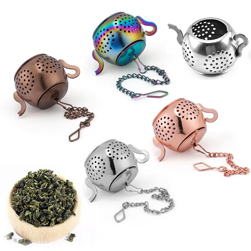 

Tea Strainer 304 Stainless Steel Reusable Or Kitchen Cooking Seasoning Bag Chained Lid Filter Loose Spice Infuser Kitchen Filter