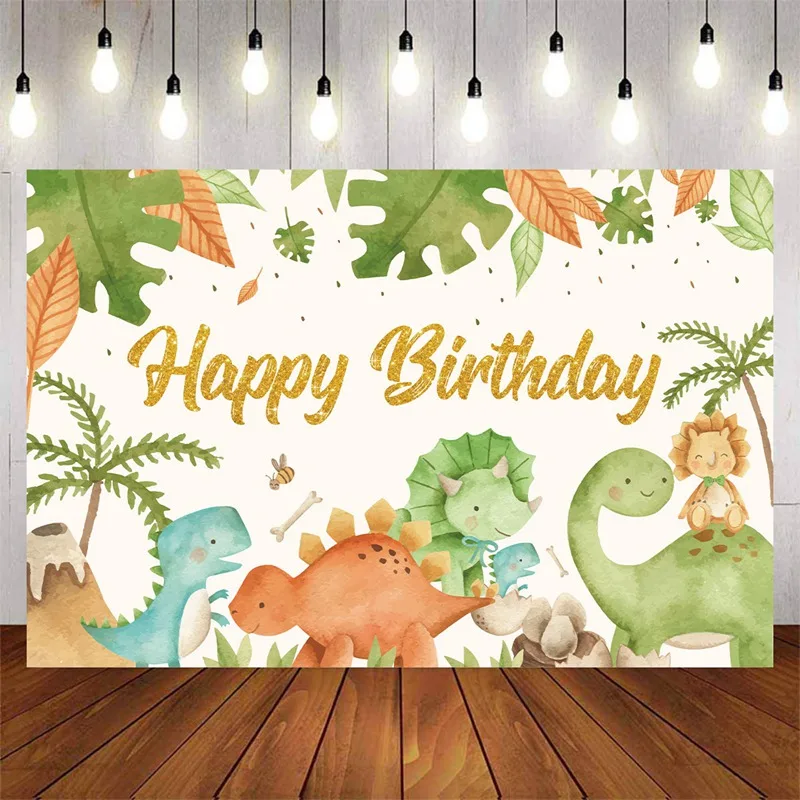 Dinosaurier happy birthday  bakgrund drop 150x210cm main image 0