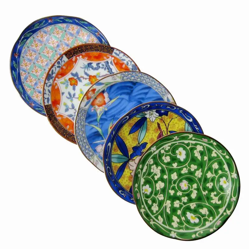

Flowers Japanese ceramic plate tableware breakfast plate dinner plate round Dim sum plate 5.5 inches full of flowers