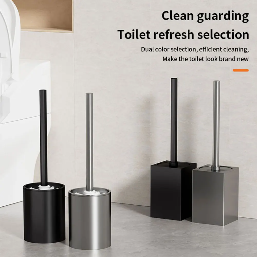 Luxury Toilet Brush Metal Shell Wall-Mounted Toilet Brush Holder No Dead Angle Home Cleaning Tools Bathroom Accessories