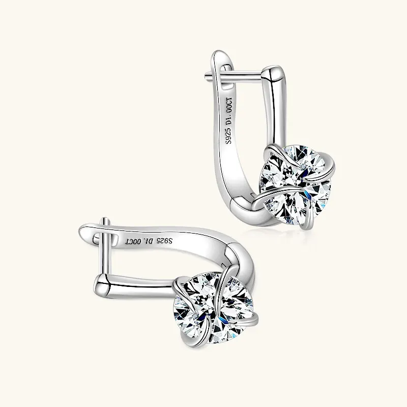 Ehhai GRA zertifizierte 6,5 mm runde Moissanit-Creolen für Damen, 925er Sterlingsilber, Solitaire Huggies, edler Schmuck, Pendientes – Detail 8