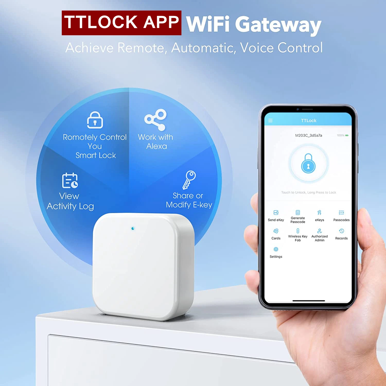 TTLOCK APP G2/G3 WiFi Gateway Hub für Smart Türschloss Entsperren Bluetooth zu Wi-Fi Konverter Voice Control Arbeitet mit Alexa Hause