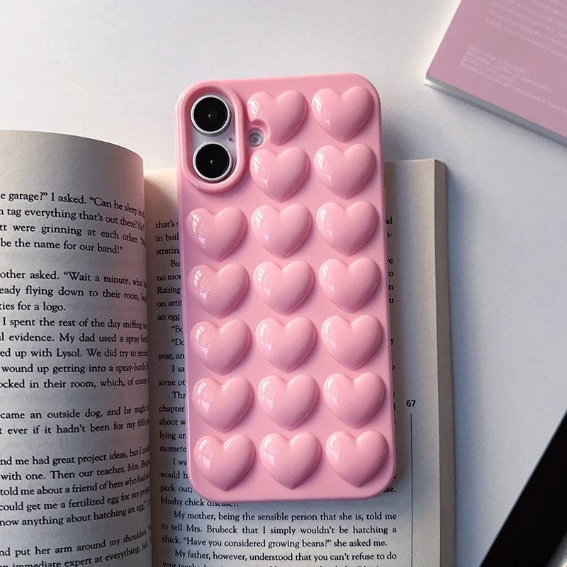 Pink 3D Bubble Pop Heart Cute Girly Phone Case For iPhone 17 Air