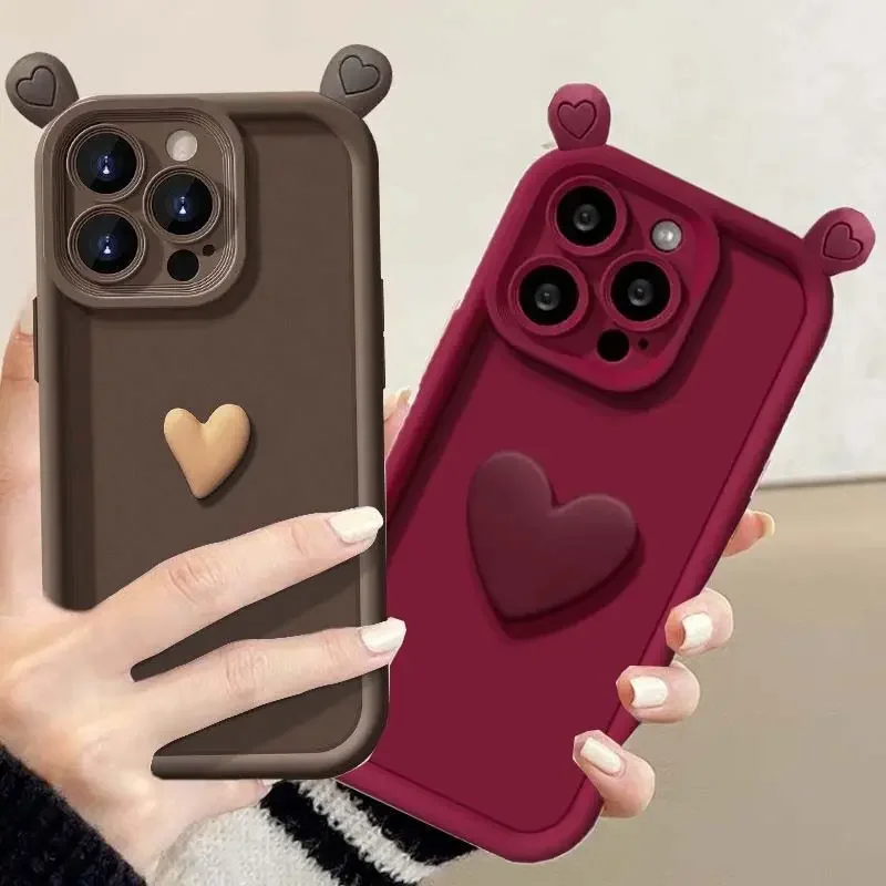 3D Love Heart Ear Case Per Infinix Note 30 Pro Gt 10 Pro Hot 30I 30 20 Play 40I Zero 30 5G Tecno Camon 20 Spark 10 20C Smart 8