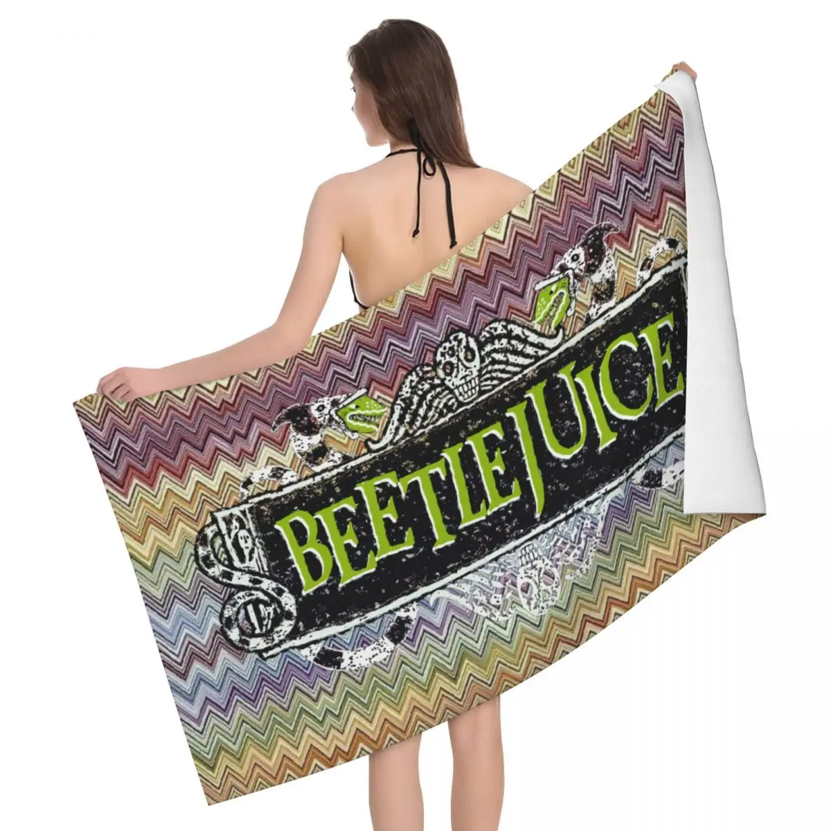 

Пляжное банное полотенце из микрофибры от Beetlejuice с изображением фильма ужасов, дорожные полотенца для плавания и кемпинга